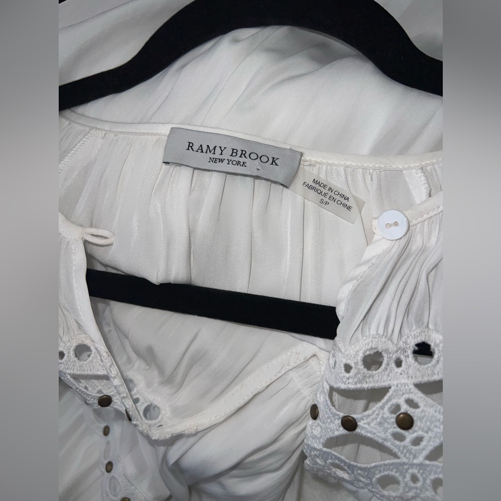 Ramy Brook Nardia White Embroidered Studded Drop Waist V-Cut Dress Size SP NWOT - Picture 6 of 10